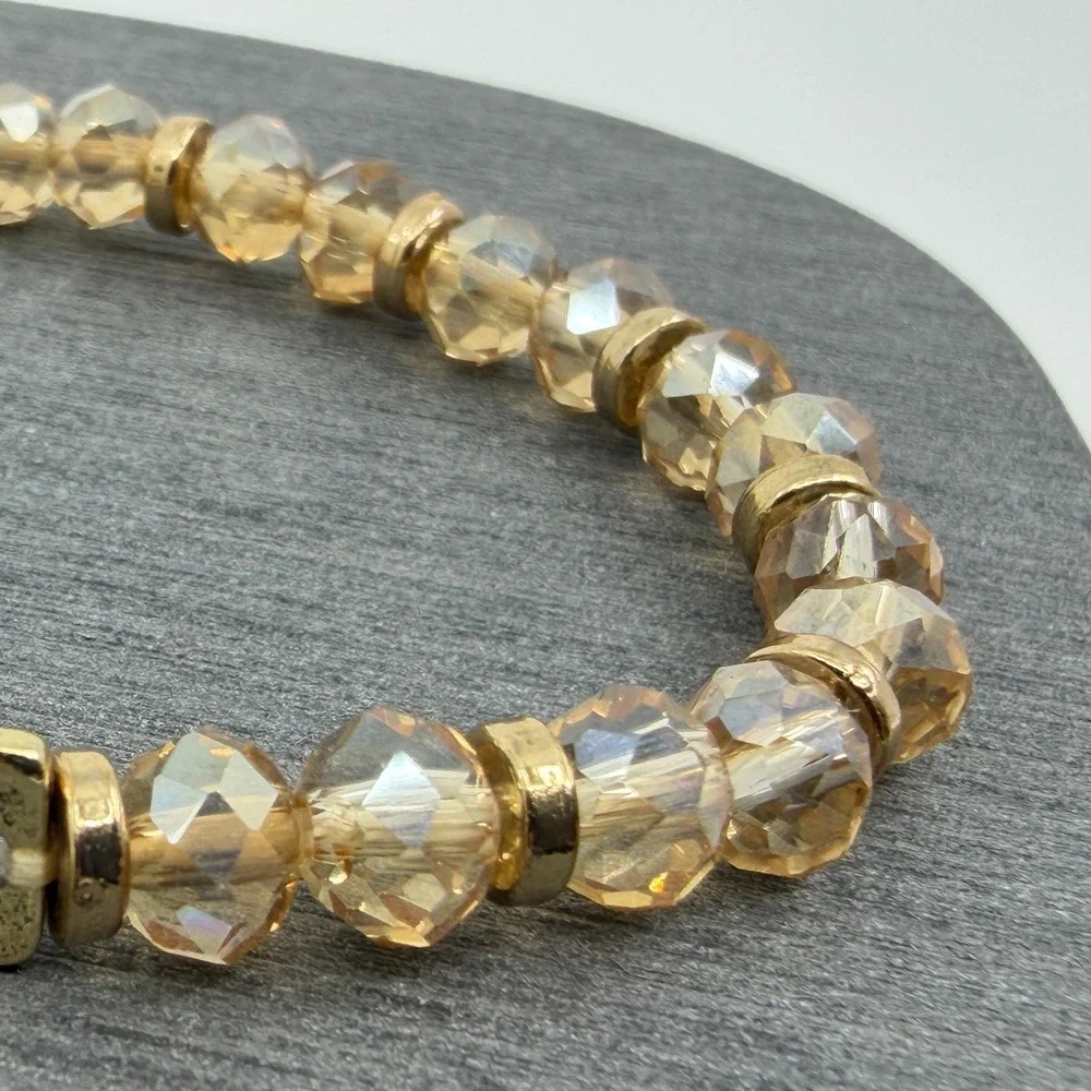 Amazing Grace Gold Tone Bead Bracelet Stacking Stretch Jewelry Gift Inspiration